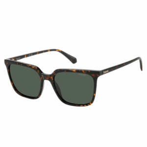 Polaroid 4163 086 occhiali da sole squadrati donna montatura havana tartarugata lenti verdi polarizzate antiriflesso stile casual