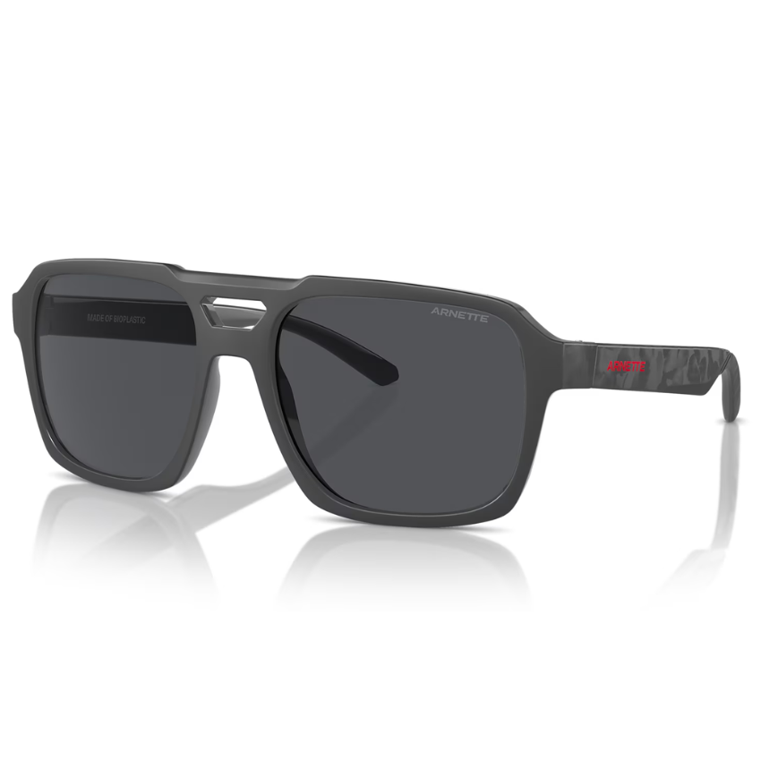 Arnette KEIA AN4339 287087 occhiali da sole montatura nera grigia nylon bio-based lenti grigie scuro polarizzate forma pilot aviator grande