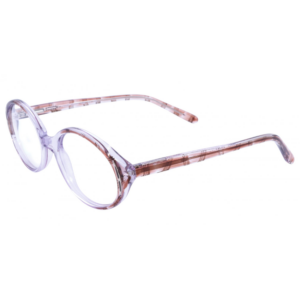 Clark 332 P06 montatura acetato viola trasparente aste patchwork righe colorate forma rotonda sofisticata donna