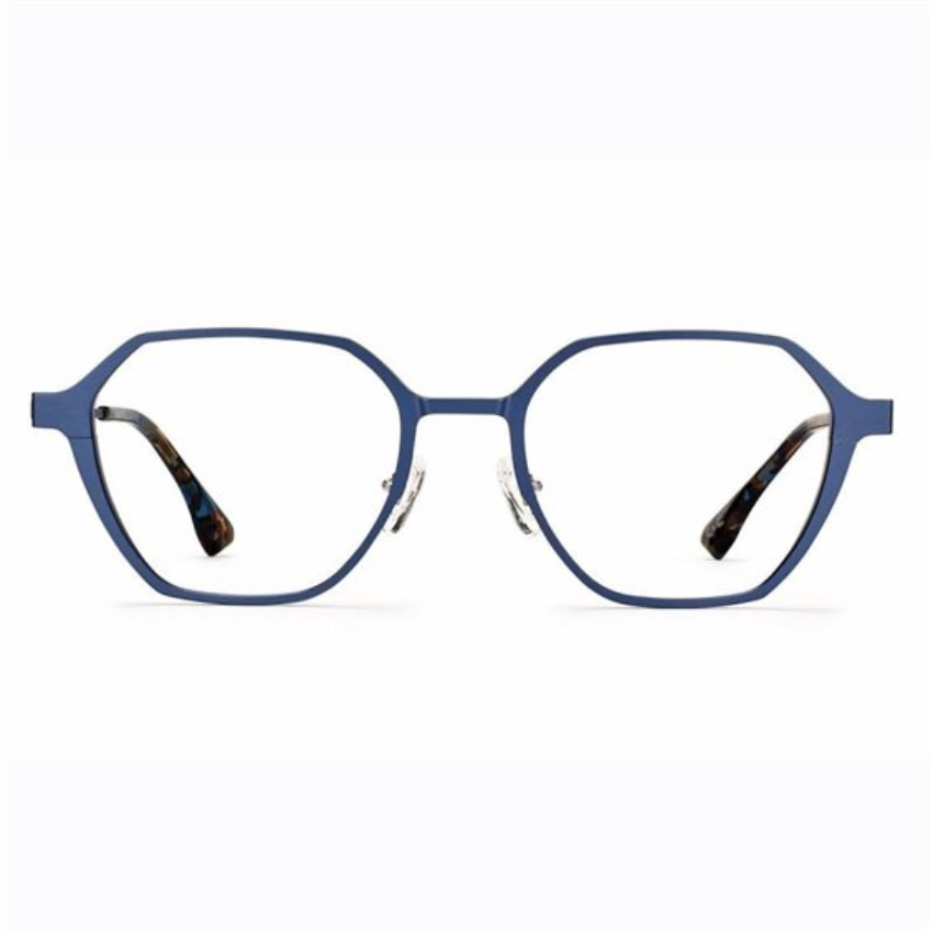 Centro Style F052051008000 montatura alluminio metallo blu opaco forma geometrica quadrata esagonale clip on polarizzati unisex