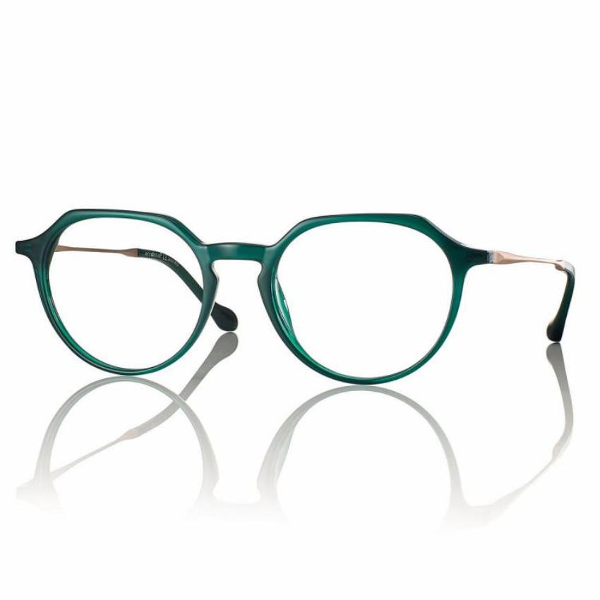 Centrostyle F060449342000 montatura Rilsan biobased verde petrolio opaco aste Beta titanio forma rotonda sostenibile eco-friendly leggero