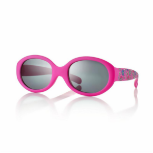Occhiali da sole CentroStyle S043139905001 bambini rosa floreali con montatura ovale e grafica decorativa