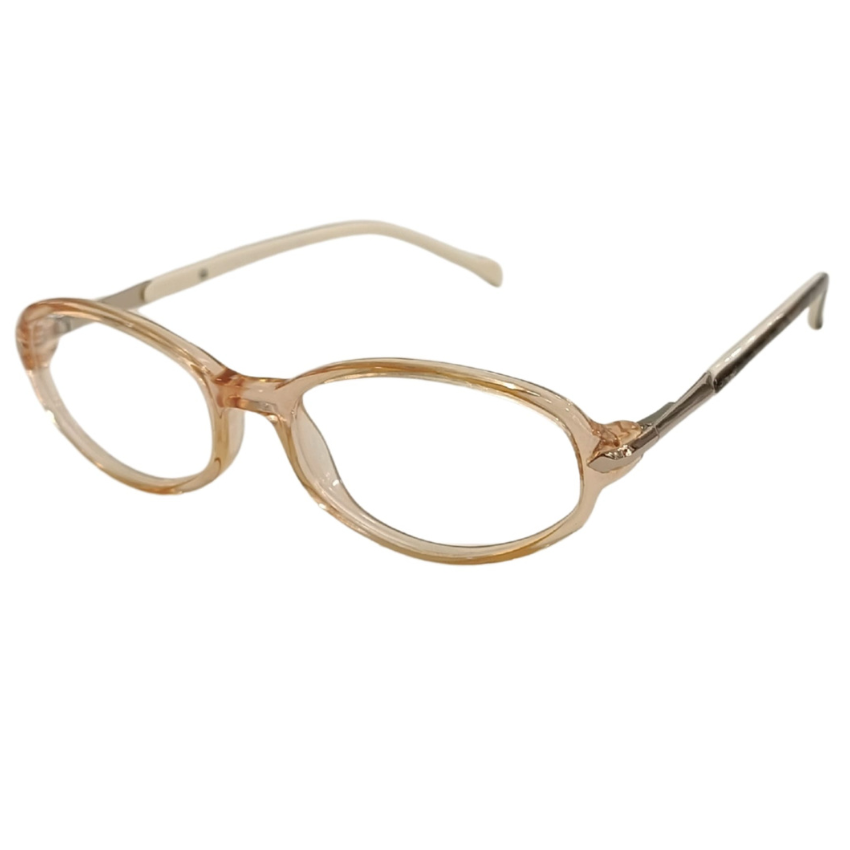 Clark 883 C3 montatura acetato trasparente champagne aste metallo oro ovale sofisticato design retrò
