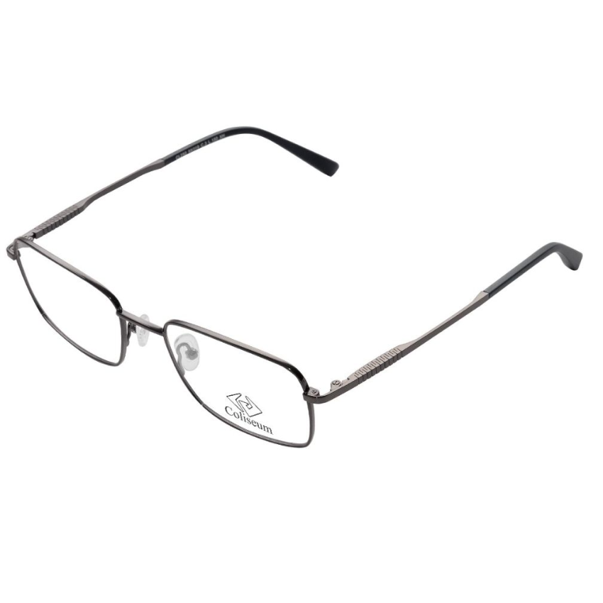 Coliseum CL250 002 montatura metallo nero semicerchiato aste acetato grigio forma rettangolare ponte serratura eleganza