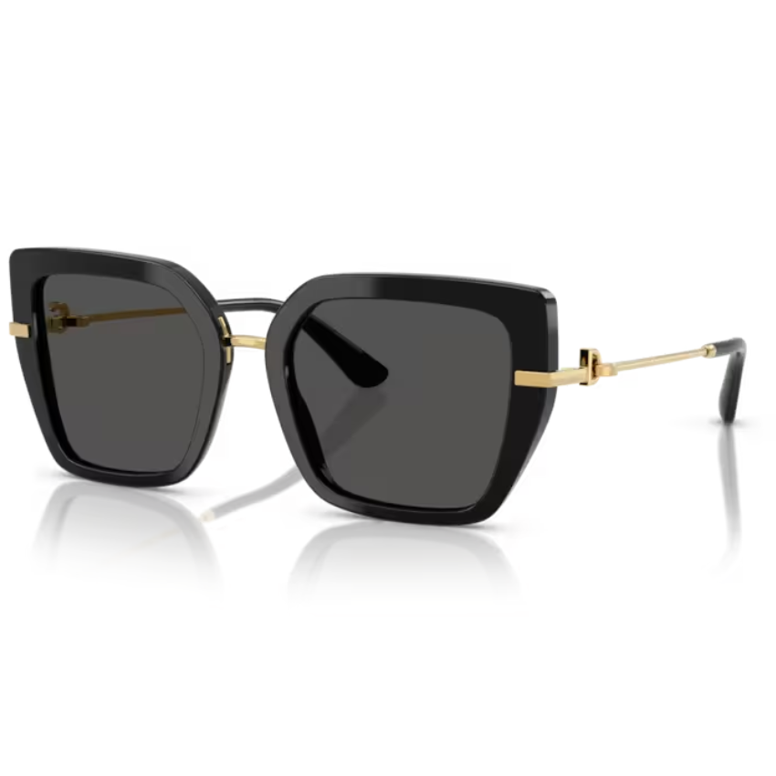 Dolce & Gabbana DG4474 501/87 occhiali da sole montatura nera acetato lenti grigie scuro forma squadrata ponte oro ponte alto donna