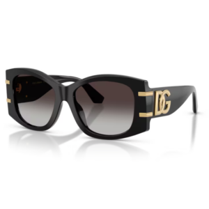 Dolce & Gabbana DG4501 501/8G occhiali da sole montatura nera acetato lucido lenti grigie sfumate nero forma butterfly donna eleganza