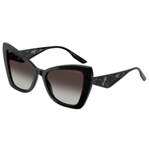 Occhiali da sole Dolce & Gabbana DG4489 501/8G montatura acetato nero cat-eye lenti grigio sfumate forma alata eleganza femminile