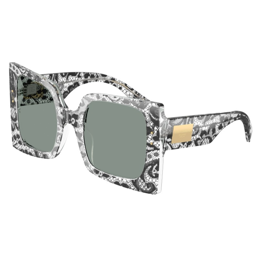 Occhiali da sole Dolce & Gabbana DG4490 3287/1 montatura pizzo nero acetato lenti grigio base 4 forma squadrata oversize donna ponte alto