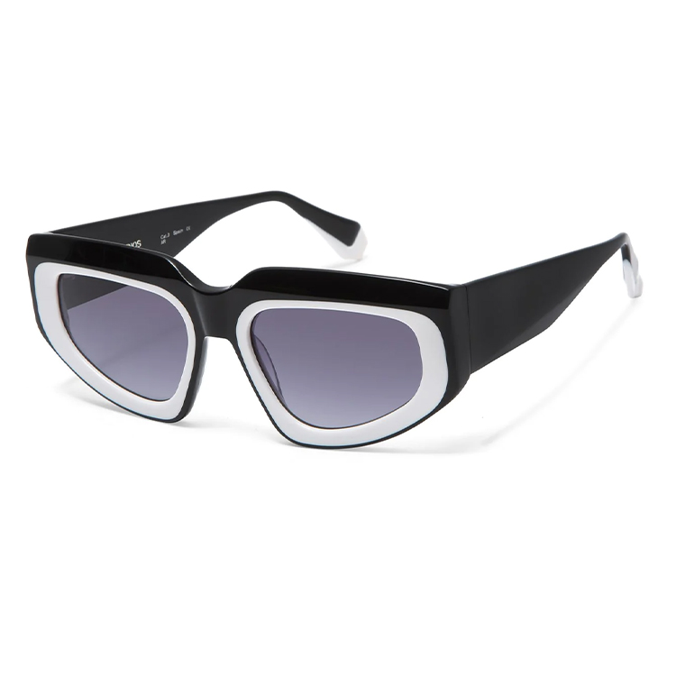 Gigi Studios Viceversa 6876 0 montatura acetato nero bianco lenti grigio sfumate forma cat-eye