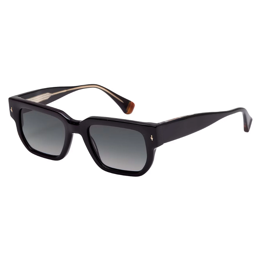 Gigi Studios Cobain 06558/1 occhiali da sole squadrati acetato nero lucido lenti grigie sfumate design spagnolo artigianale stile grunge chic
