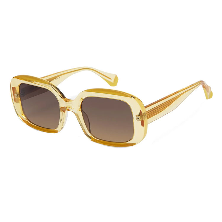 Gigi Studios 6942 Bitter 5 occhiali da sole donna montatura acetato giallo trasparente lenti marrone forma squadrata