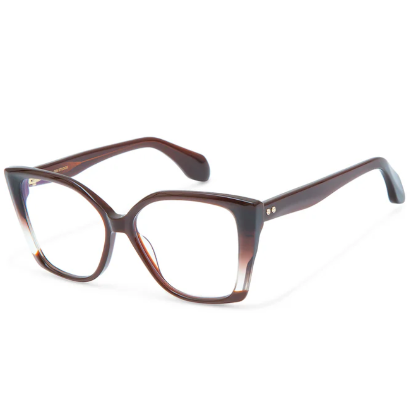 Gigi Studios GS1027 THRIVE006 23o montatura acetato tartarugato marrone forma cat eye retrò sofisticata realizzato a mano Italia