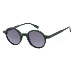 Gigi Studios 6912 OIA 7 occhiali da sole unisex bio acetato nero puro lenti grigio forma rotonda circolare