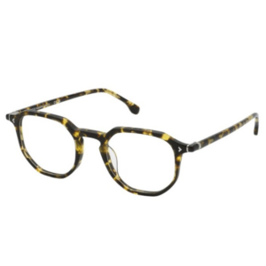 Lozza VL4350 ROMA6 0741 montatura acetato tartarugato marrone scuro trasparente forma geometrica squadrata cerniera storica