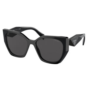 Prada PR 19ZS 1AB5S0 montatura acetato nero lenti grigio scuro forma pillow