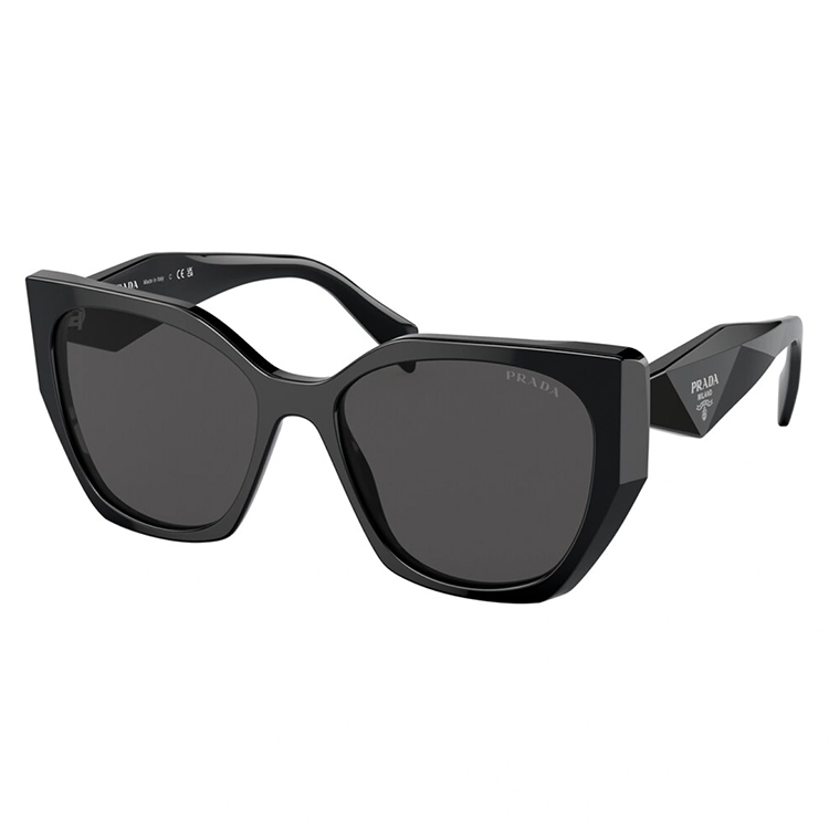 Prada PR 19ZS 1AB5S0 montatura acetato nero lenti grigio scuro forma pillow
