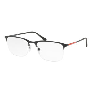Occhiali da vista Prada Linea Rossa 54IV DG01O1 uomo donna neri semirim moderni con dettaglio rosso