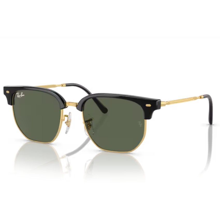 Ray-Ban Junior RB9116S montatura acetato iniettato nero su oro lenti verdi scure ciliare marcato naselli regolabili squadrato junior bambini