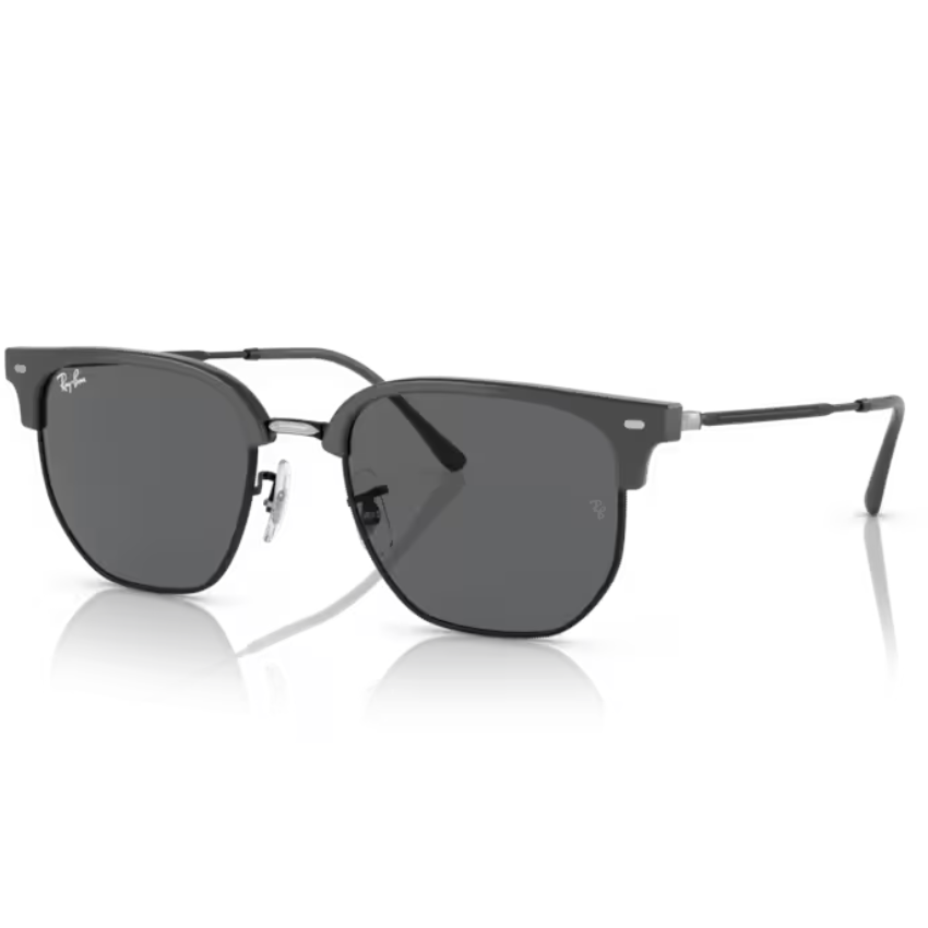 Ray-Ban RB4416 New Clubmaster montatura acetato propionato grigio nero aste metallo nero lenti grigie scure squadrato contemporaneo