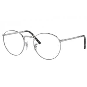 Ray-Ban RX3637V New Round montatura metallo argento terminali acetato nero forma rotonda sofisticata naselli regolabili