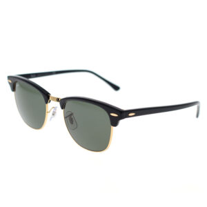 Occhiali da sole Ray-Ban RB3016 Clubmaster Classic W0365 acetato nero oro forma squadrata lenti cristallo verde G-15 montatura unisex