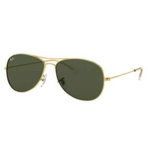 Occhiali da sole Ray-Ban RB3362 Cockpit 001 metallo oro puro forma aviator ridotta lenti cristallo verde G-15 montatura unisex