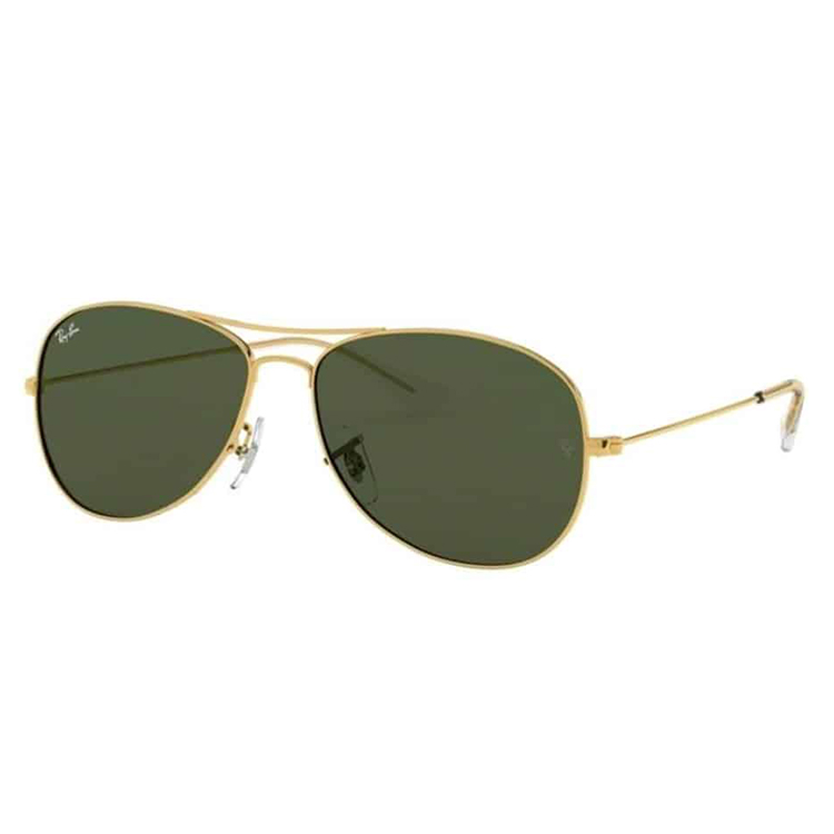 Occhiali da sole Ray-Ban RB3362 Cockpit 001 metallo oro puro forma aviator ridotta lenti cristallo verde G-15 montatura unisex