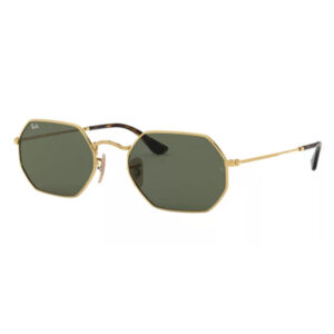 Ray-Ban RB3556N 001 Octagonal montatura metallo dorato lenti verde G-15 forma ottagonale