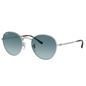 Ray-Ban RB3582 David 003/3M occhiali da sole tondi metallo argento lucido lenti blu sfumate stile vintage moderno intellectual chic