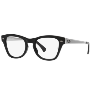 Ray-Ban RX0707VM 2000 montatura acetato nero cerchiato aste metallo grigio forma squadrata ponte serratura vintage 1968