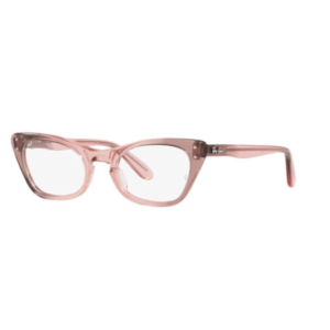 Occhiali da vista Ray-Ban Junior RY9099V Miss Burbank 3892 cat-eye in acetato rosa trasparente su sfondo bianco