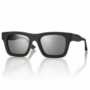 Occhiali da sole Centrostyle S058851002001 montatura acetato nero opaco squadrato lenti specchiate argento categoria 3 protezione UV 400 unisex