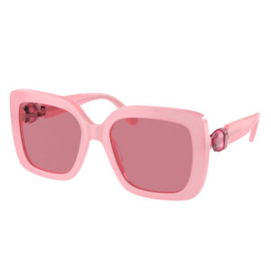 Swarovski SK6001 20019L montatura acetato rosa opale lenti rosa specchio interno argento forma squadrata