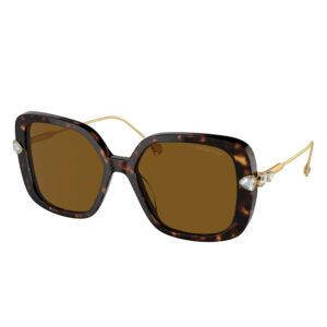 Swarovski SK6011 100283 montatura acetato tartarugato lenti marrone polare forma squadrata con dettagli oro