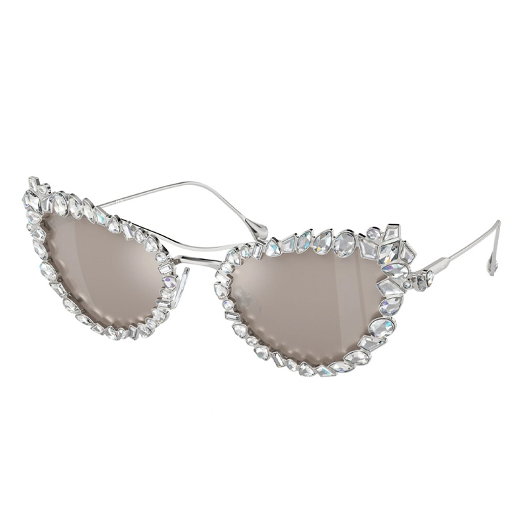 Swarovski SK7011 4001AP montatura metallo argento lucido lenti platino specchio con clip-on cristalli