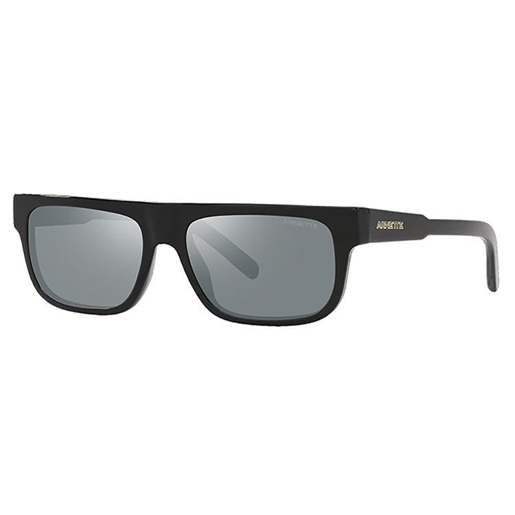 Occhiali da sole Arnette AN4278 Gothboy 12006G bio-acetato nero forma squadrata barra lenti grigio specchiate nere mirror montatura uomo unisex