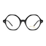 Occhiali da vista CLARK 1261 1 tondi in acetato nero lucido full rim su sfondo bianco