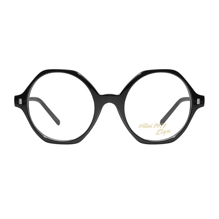 Occhiali da vista CLARK 1261 1 tondi in acetato nero lucido full rim su sfondo bianco