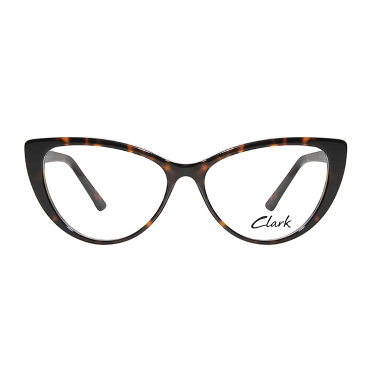 Occhiali da vista CLARK 1264 donna cat-eye in acetato havana chiaro full rim su sfondo bianco