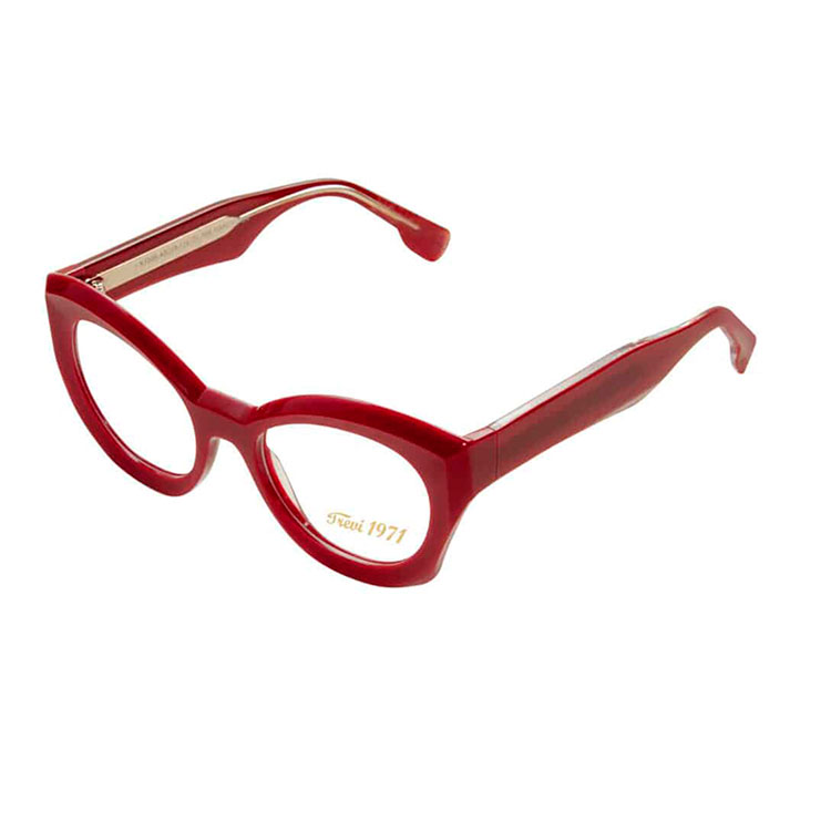 Occhiali da vista CLARK 1306 03 donna cat-eye in acetato rosso brillante full rim su sfondo bianco