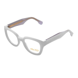 CLARK 1307 003 donna cat-eye bianco lucido con aste viola trasparenti sfumate full rim su sfondo bianco