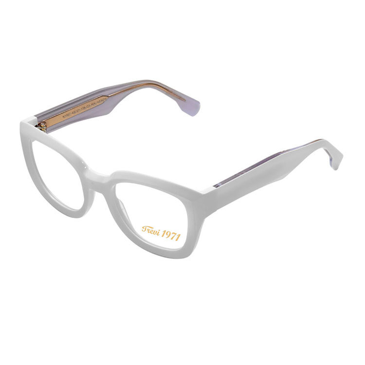 CLARK 1307 003 donna cat-eye bianco lucido con aste viola trasparenti sfumate full rim su sfondo bianco