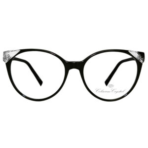 Trevi Coliseum CL217 001 occhiali donna acetato nero forma rotonda dettagli crystal