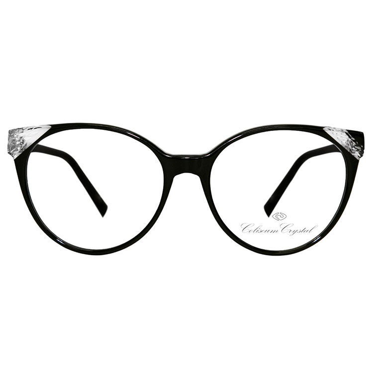 Trevi Coliseum CL217 001 occhiali donna acetato nero forma rotonda dettagli crystal