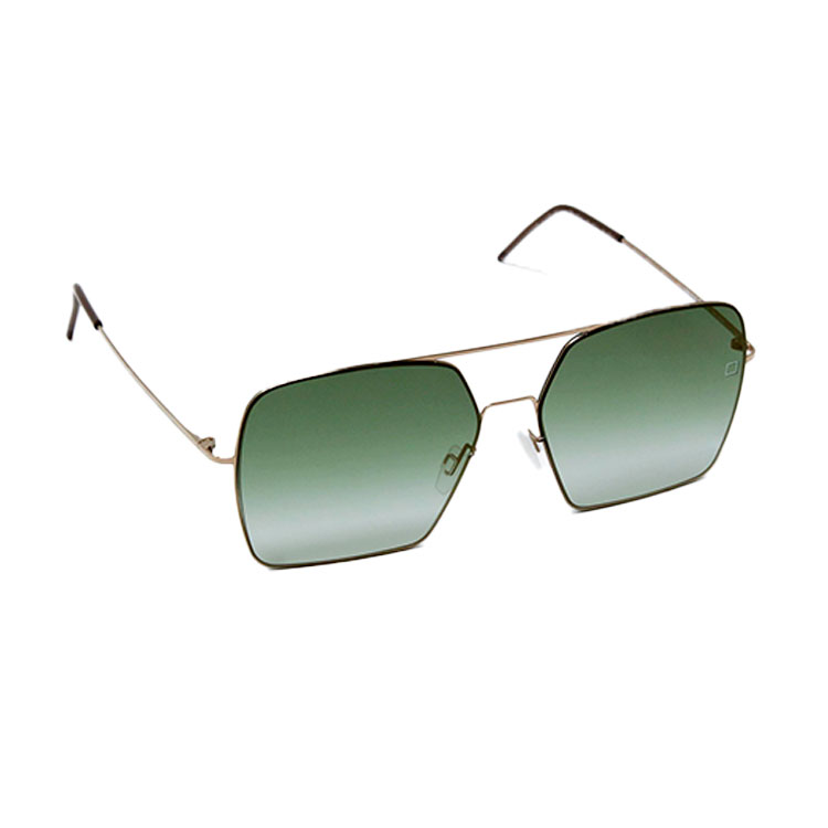 Lio' LSM0242 colore 3 oro occhiali da sole forma rettangolare doppio ponte lenti verde sfumato flash mirror metallo acciaio