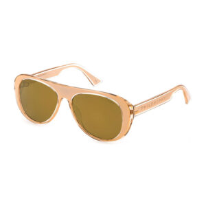 Occhiali da sole Lozza SL4255V Philosophy 880G acetato trasparente oro rosa pesca forma pilot ottagonale lenti marroni montatura donna unisex
