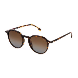 Occhiali da sole Lozza SL4321 Roma2 0741 acetato havana giallo brillante forma panthos geometrica lenti sfumate marrone blu fregio metallo
