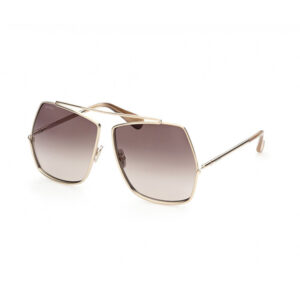 Occhiali da sole Max Mara MM0006 Elsa 32F metallo oro chiaro champagne forma pilot geometrico lenti marroni sfumate montatura donna