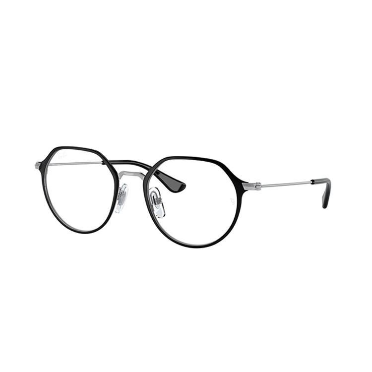 Ray-Ban 1058 4064, occhiali da vista junior in metallo nero e argento con forma esagonale