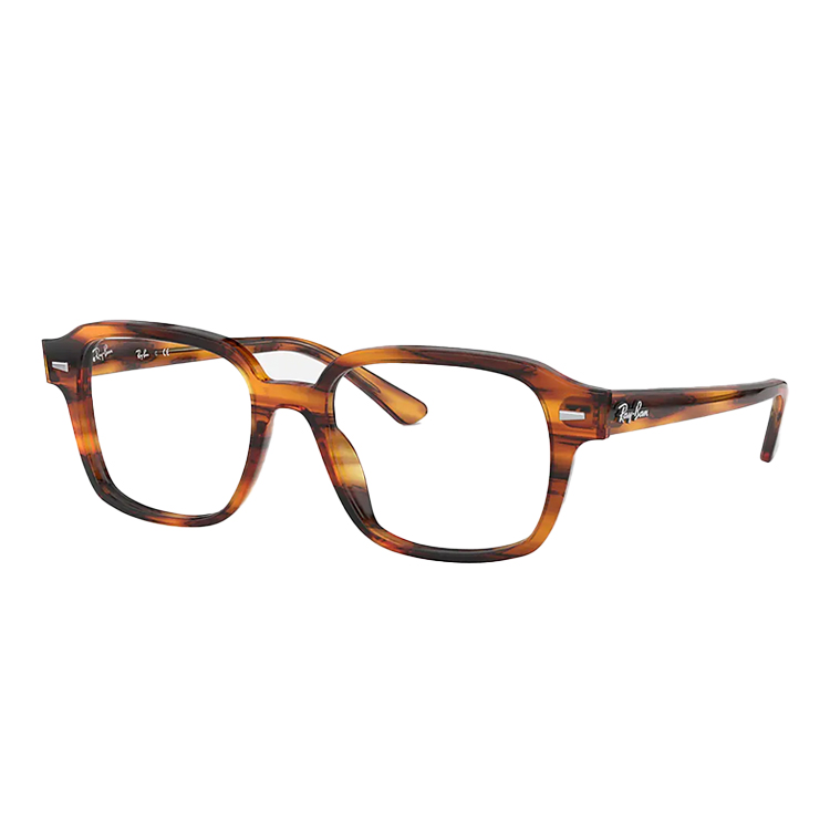 Ray-Ban RX5382 2144 occhiali da vista acetato Havana striato rosso forma squadrata unisex